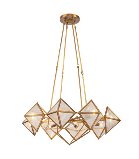 Cairo 8 Light Multi Arm Pendant Ceiling Light Vintage Brass-1