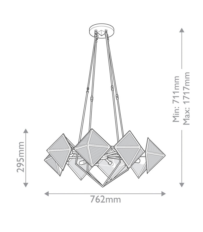 Cairo 8 Light Multi Arm Pendant Ceiling Light Vintage Brass-2