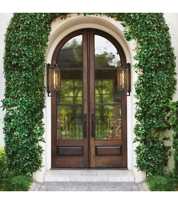 Catalina Large Outdoor Wall Lantern Black with Burnished Bronze accents IP44-2