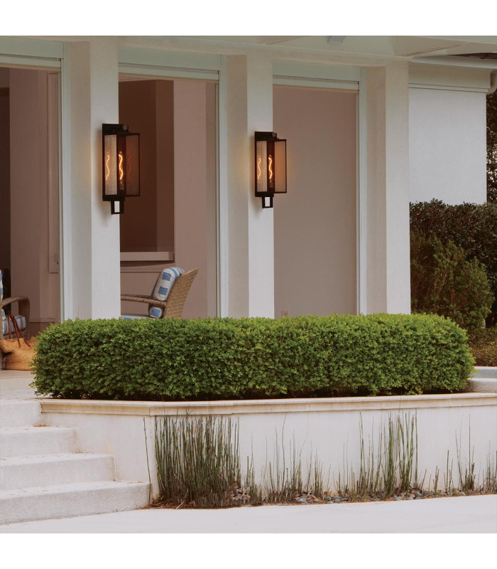 Catalina Large Outdoor Wall Lantern Black with Burnished Bronze accents IP44-5