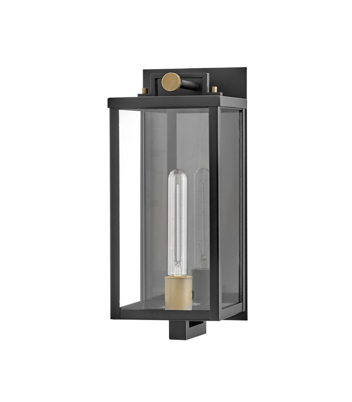 Catalina Medium Outdoor Wall Lantern Black with Burnished Bronze accents IP44-5