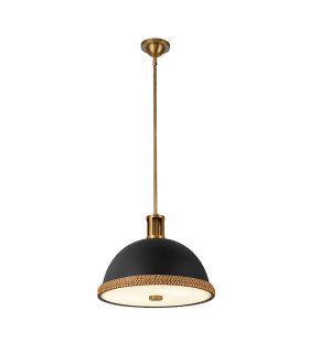 Doral Dome Pendant Ceiling Light Matte Black Vintage Brass-1