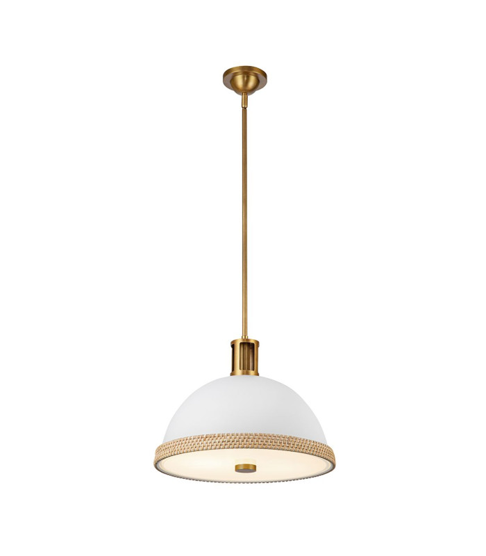 Doral Dome Pendant Ceiling Light Matte White Vintage Brass-1