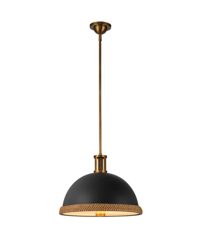 Doral Dome Pendant Ceiling Light Matte Black Vintage Brass-4