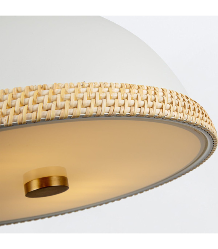 Doral Dome Pendant Ceiling Light Matte White Vintage Brass-3