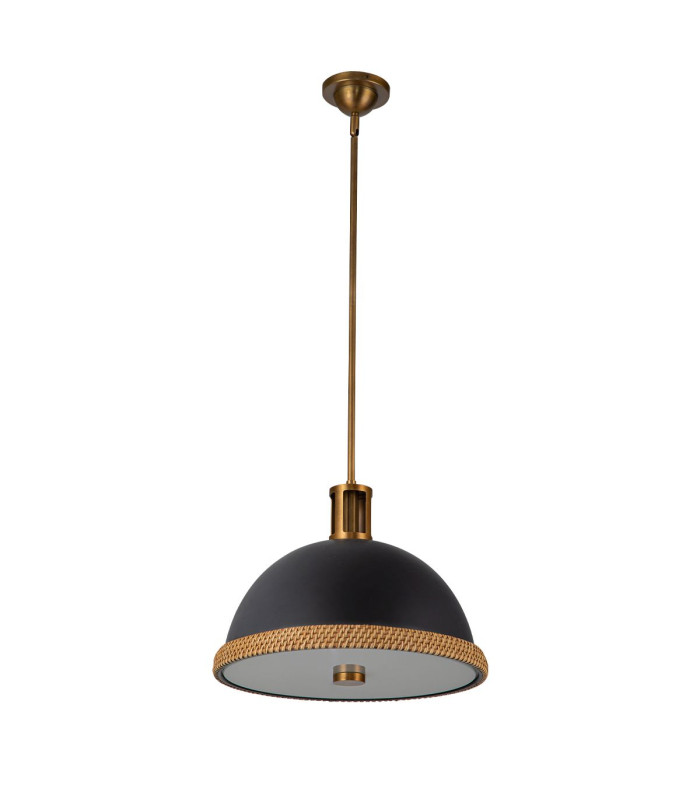 Doral Dome Pendant Ceiling Light Matte Black Vintage Brass-5