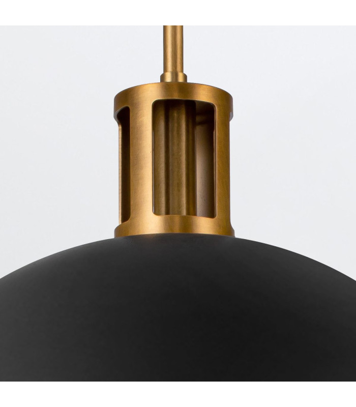 Doral Dome Pendant Ceiling Light Matte Black Vintage Brass-7