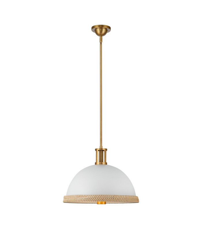 Doral Dome Pendant Ceiling Light Matte White Vintage Brass-7