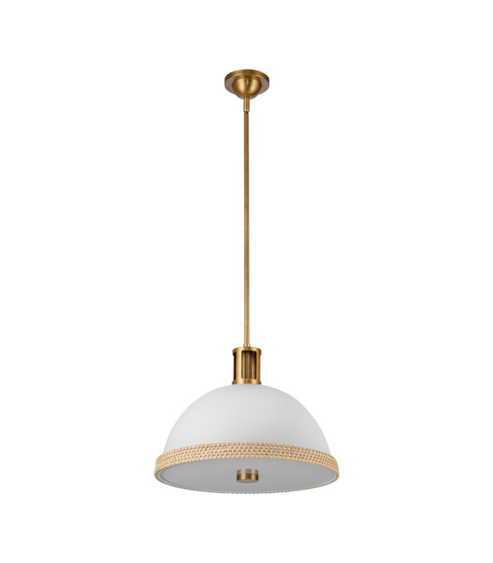 Doral Dome Pendant Ceiling Light Matte White Vintage Brass-8