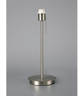 Round Flat Base Large Table Lamp without Shade, Switched Lampholder, 1 Light E27 Satin Nickel - 2