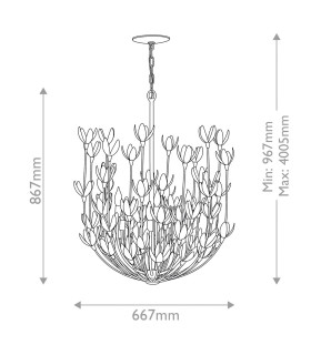 Flora 6 Light Pendant Ceiling Light Burnished Gold-2