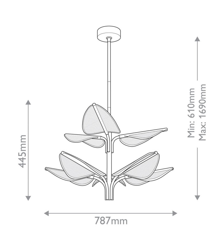 Floriana 8 Leaf Integrated LED Pendant Ceiling Light Natural Brass-3