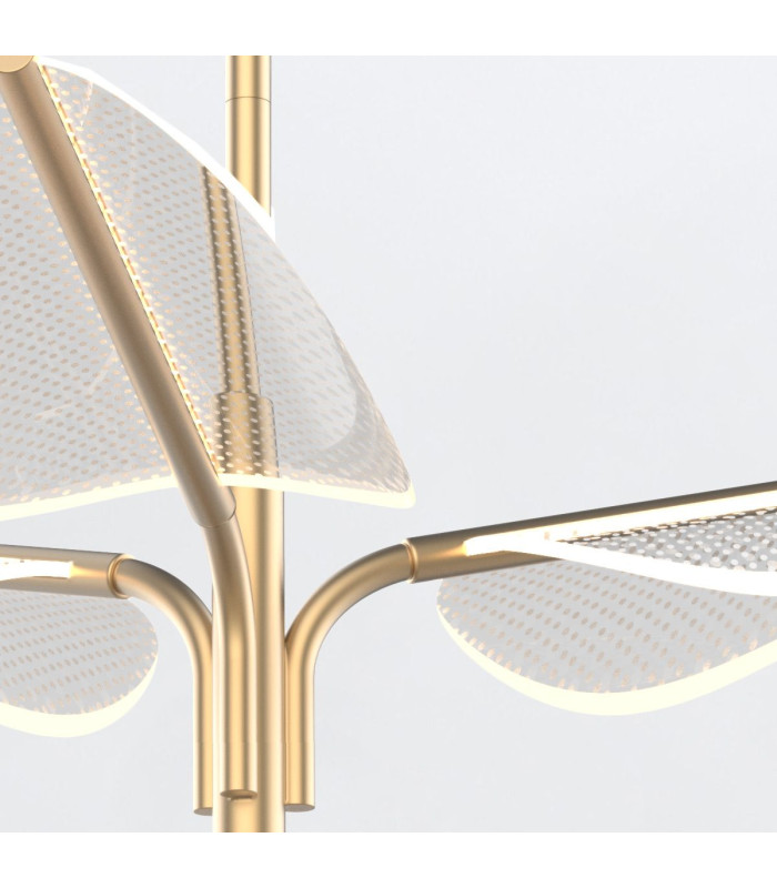 Floriana 8 Leaf Integrated LED Pendant Ceiling Light Natural Brass-4