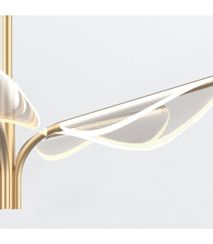Floriana 5 Leaf Integrated LED Pendant Ceiling Light Natural Brass-3