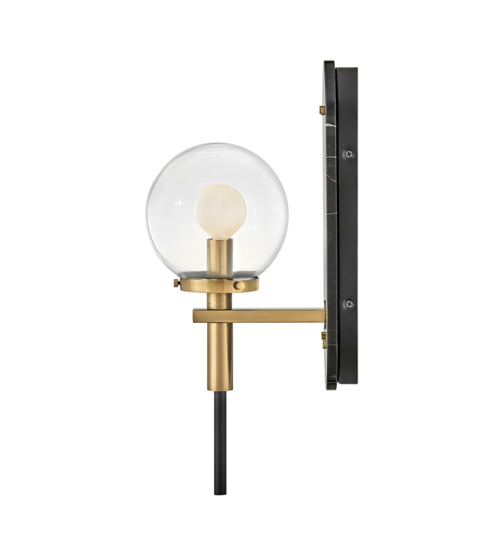 Gilda Globe Wall Lights Black with Heritage Brass accents IP44-3