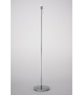 Round Flat Base Floor Lamp without Shade, Switched Lampholder, 1 Light E27 Polished Chrome - 2