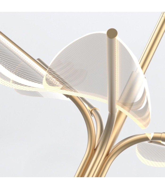 Floriana 5 Leaf Integrated LED Pendant Ceiling Light Natural Brass-6