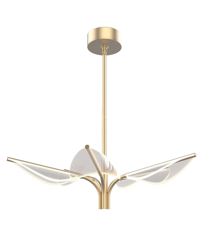 Floriana 5 Leaf Integrated LED Pendant Ceiling Light Natural Brass-7