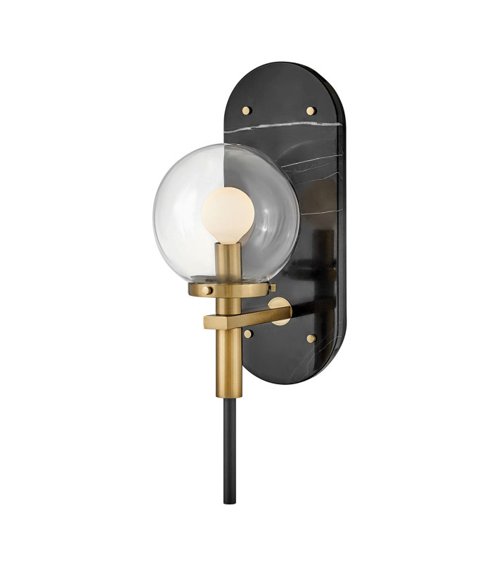 Gilda Globe Wall Lights Black with Heritage Brass accents IP44-1