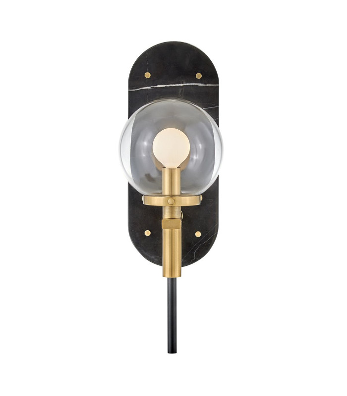 Gilda Globe Wall Lights Black with Heritage Brass accents IP44-4