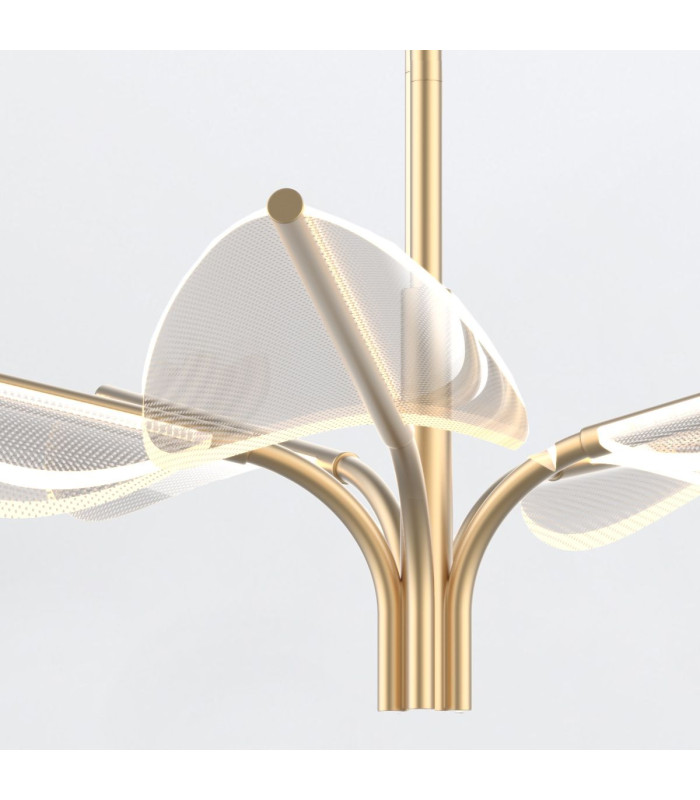 Floriana 5 Leaf Integrated LED Pendant Ceiling Light Natural Brass-4