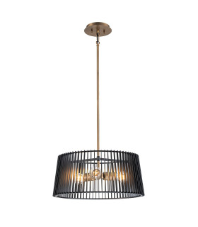 Linara Wire Frame Pendant Ceiling Light Black & Natural Brass-1