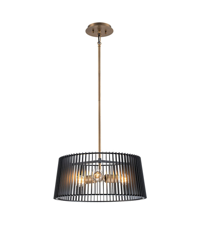Linara Wire Frame Pendant Ceiling Light Black & Natural Brass-1