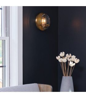 Leo Flush Wall Lamp Heritage Brass-2
