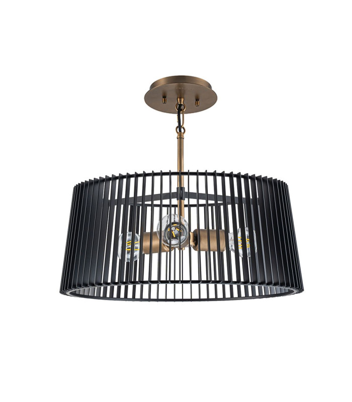 Linara Wire Frame Pendant Ceiling Light Black & Natural Brass-4