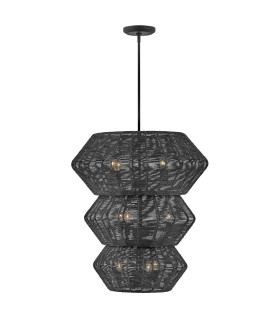 Luca Tripple Tier 10 Light Wire Frame Pendant Ceiling Light Black-1