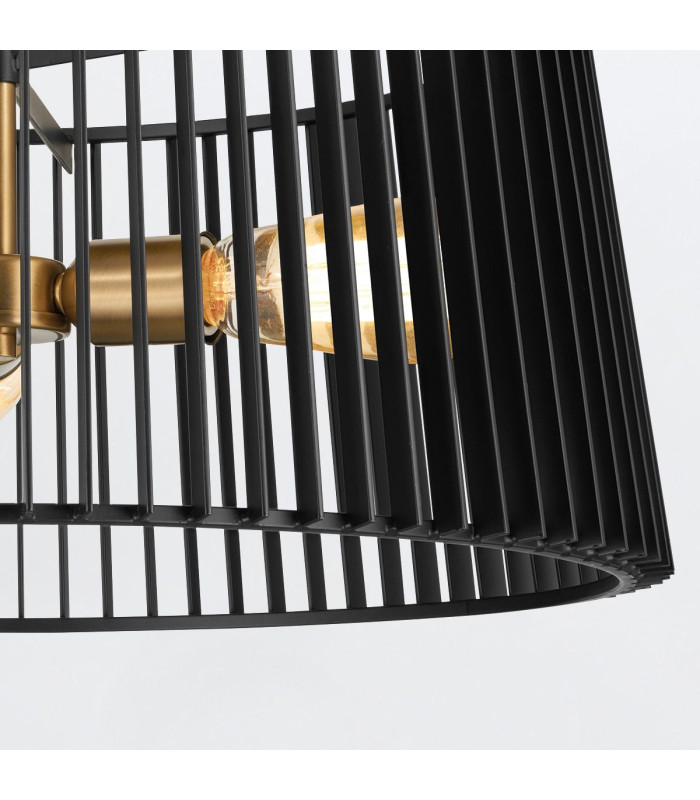 Linara Wire Frame Pendant Ceiling Light Black & Natural Brass-8