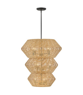 Luca Tripple Tier 10 Light Wire Frame Pendant Ceiling Light Black Camel-1