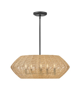 Luca 5 Light Wire Frame Pendant Ceiling Light Black Camel-1