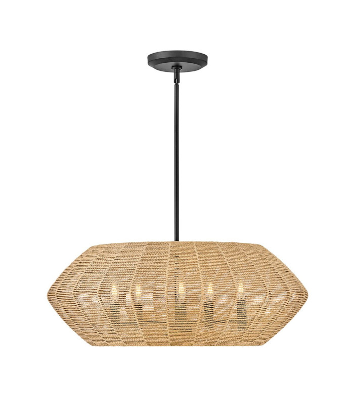 Luca 5 Light Wire Frame Pendant Ceiling Light Black Camel-1