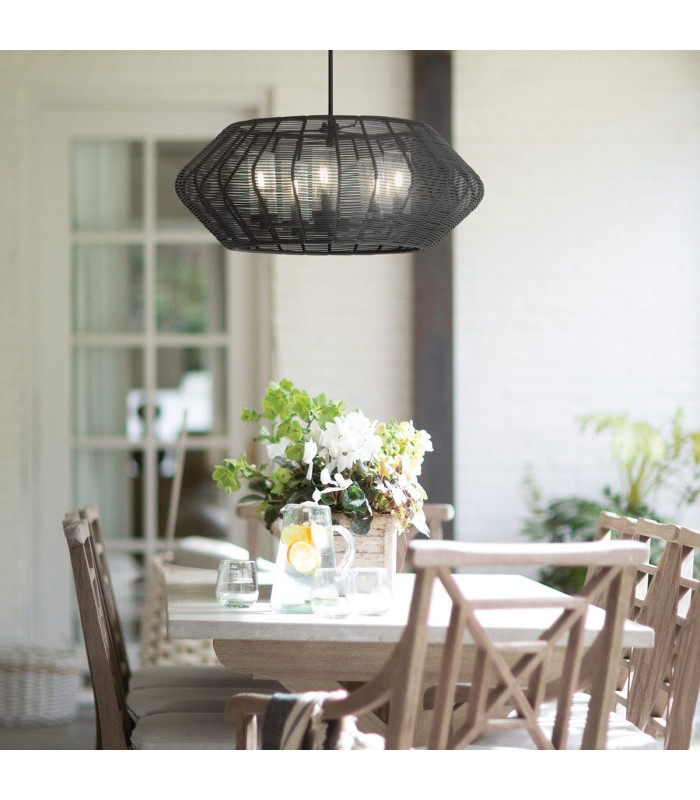 Luca 5 Light Wire Frame Pendant Ceiling Light Black-2