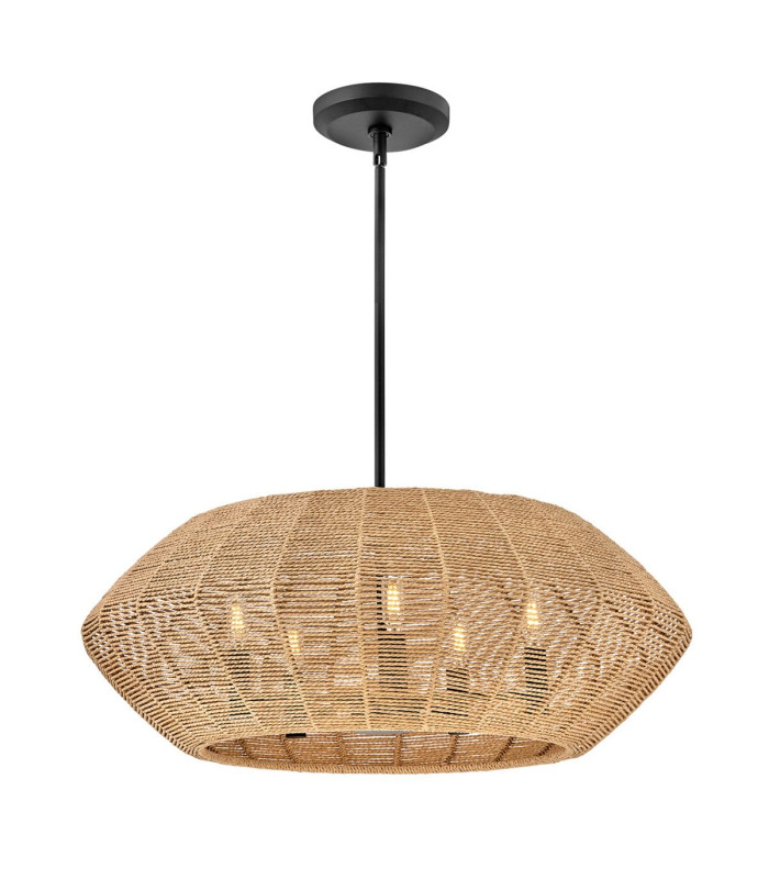 Luca 5 Light Wire Frame Pendant Ceiling Light Black Camel-3