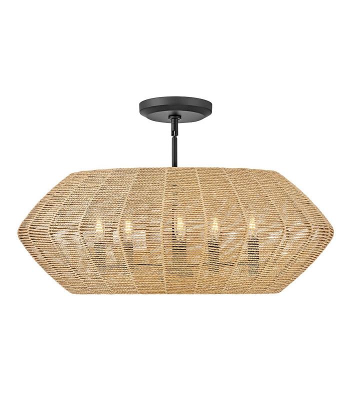 Luca 5 Light Wire Frame Pendant Ceiling Light Black Camel-5