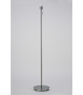 Round Flat Base Floor Lamp without Shade, Switched Lampholder, 1 Light E27 Satin Nickel - 2