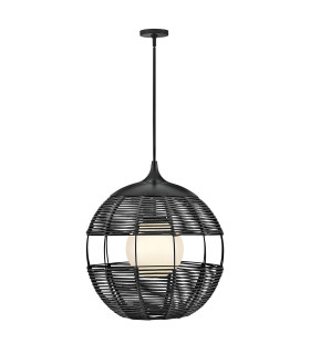 Maddox 61cm Wire Frame Pendant Ceiling Light Black IP44-1