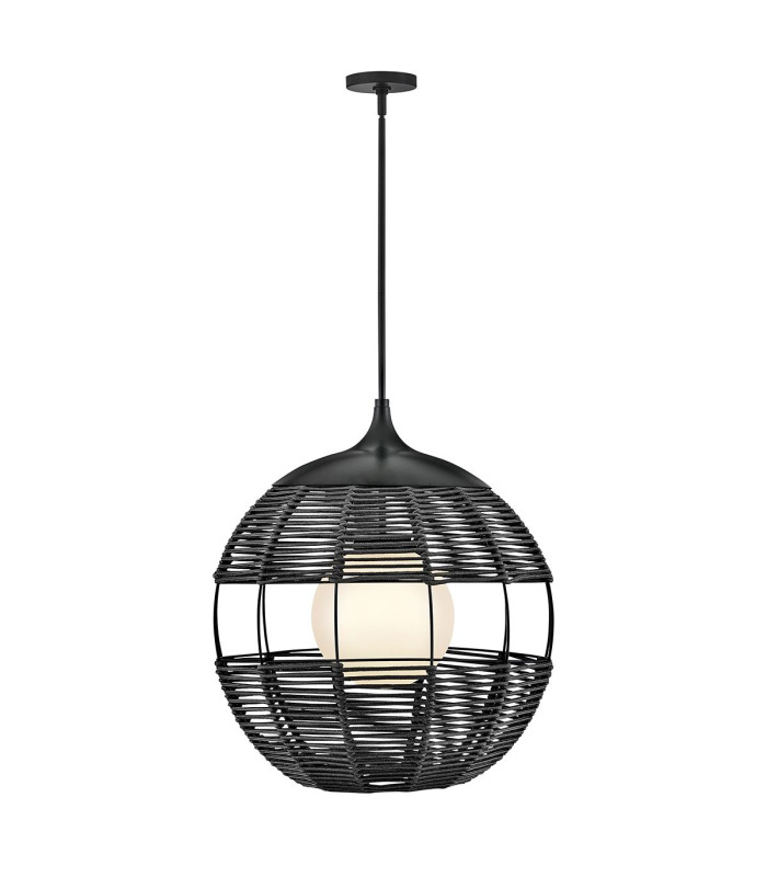 Maddox 61cm Wire Frame Pendant Ceiling Light Black IP44-1