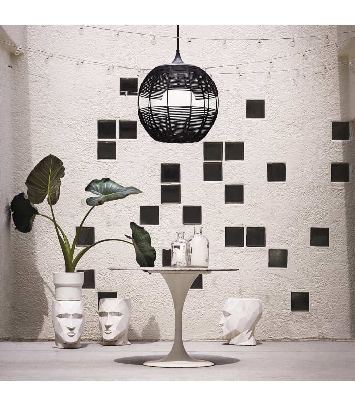 Maddox 61cm Wire Frame Pendant Ceiling Light Black IP44-2