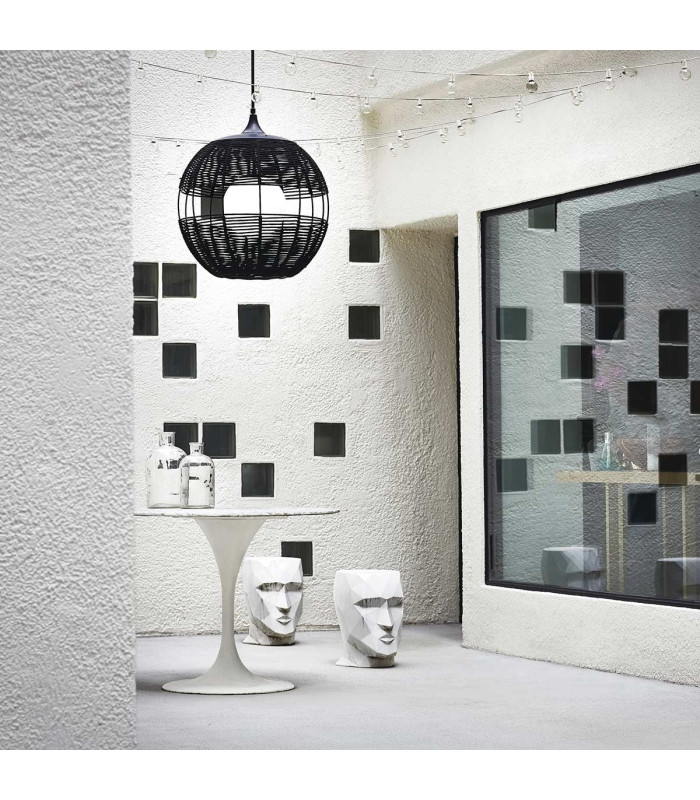 Maddox 61cm Wire Frame Pendant Ceiling Light Black IP44-4