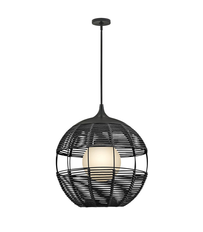 Maddox 61cm Wire Frame Pendant Ceiling Light Black IP44-6