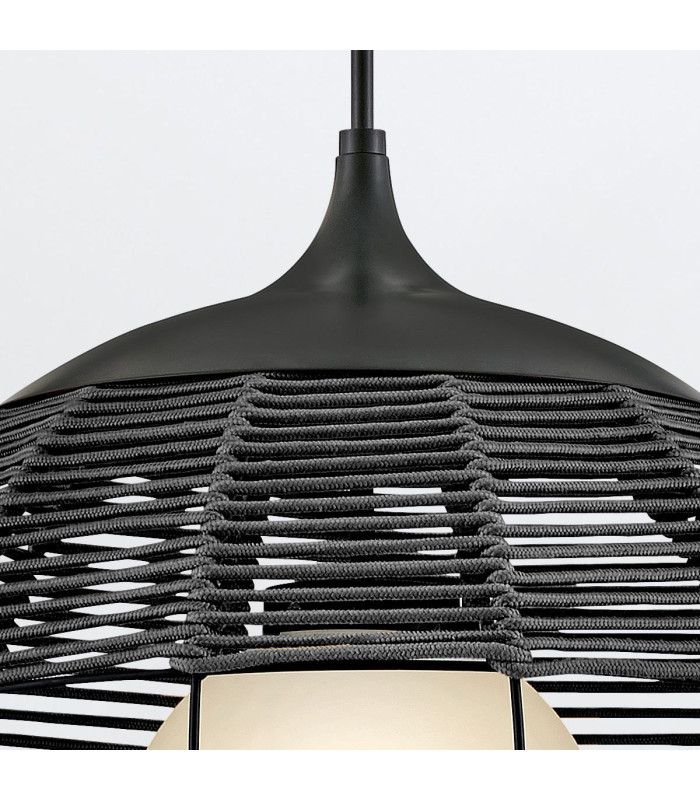 Maddox 61cm Wire Frame Pendant Ceiling Light Black IP44-7