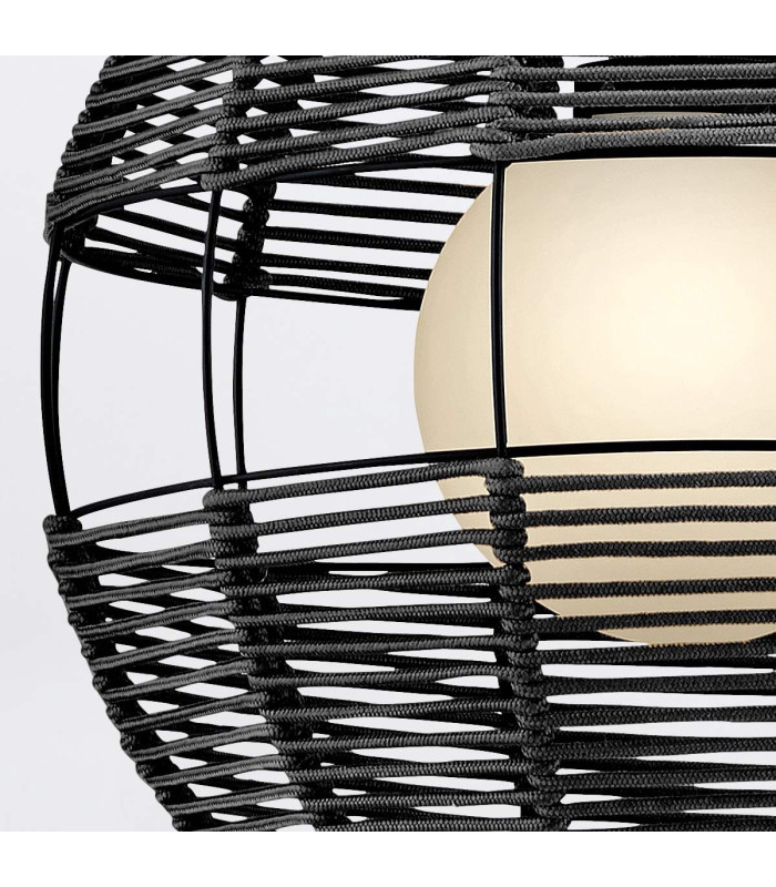 Maddox 61cm Wire Frame Pendant Ceiling Light Black IP44-9