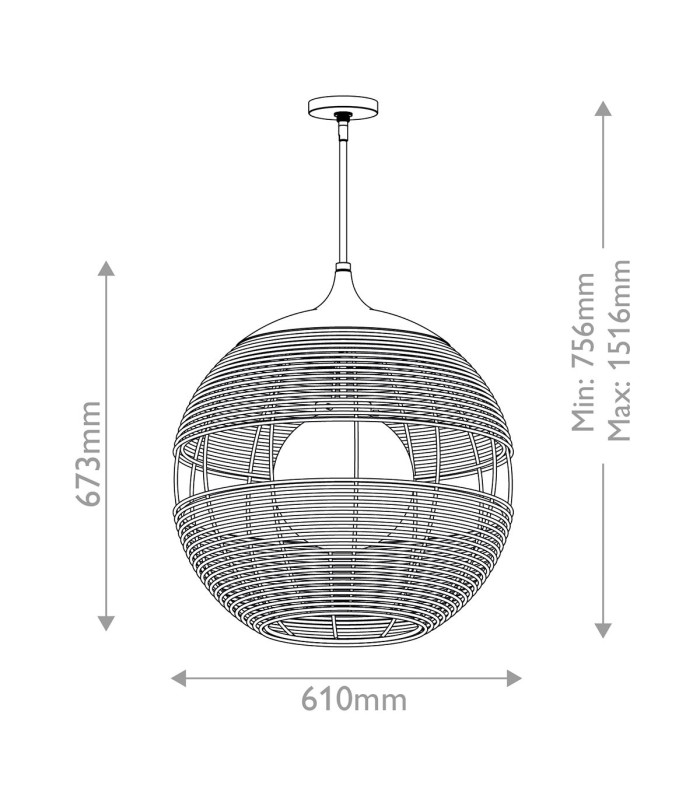 Maddox 61cm Wire Frame Pendant Ceiling Light Black Camel IP44-2