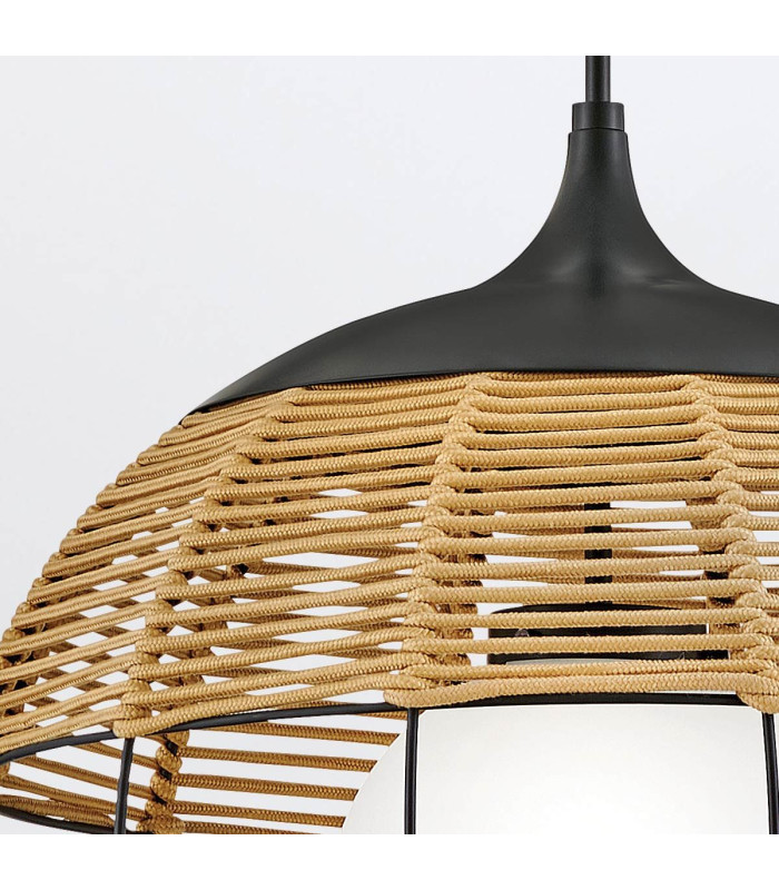 Maddox 61cm Wire Frame Pendant Ceiling Light Black Camel IP44-7