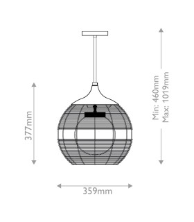 Maddox 36cm Wire Frame Pendant Ceiling Light Black IP44-2