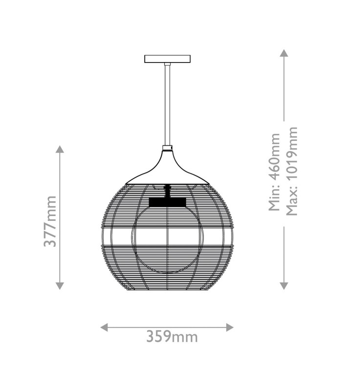 Maddox 36cm Wire Frame Pendant Ceiling Light Black IP44-2