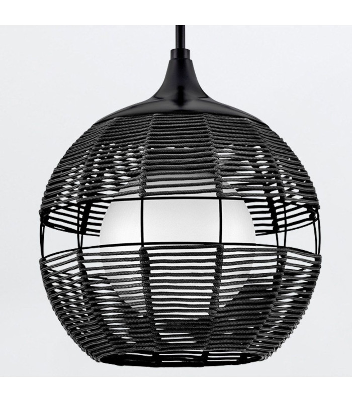 Maddox 36cm Wire Frame Pendant Ceiling Light Black IP44-6